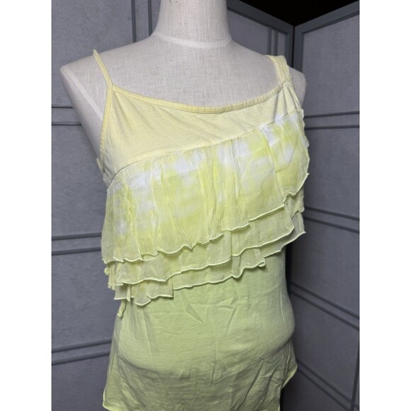 Y2K Vintage Language Los Angeles Ombre Pastel Ruffle Tank Top Silk Blend Large - Picture 3 of 7